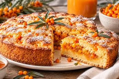 Лёгкая кислинка и золотистая корочка: пирог из облепихи, который удивит гостей